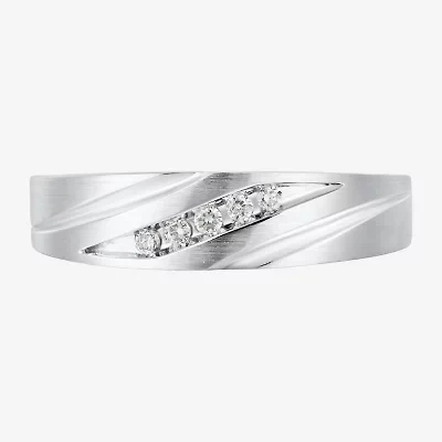 Mens 1/10 CT. T.W. Natural White Diamond 10K Gold Wedding Band