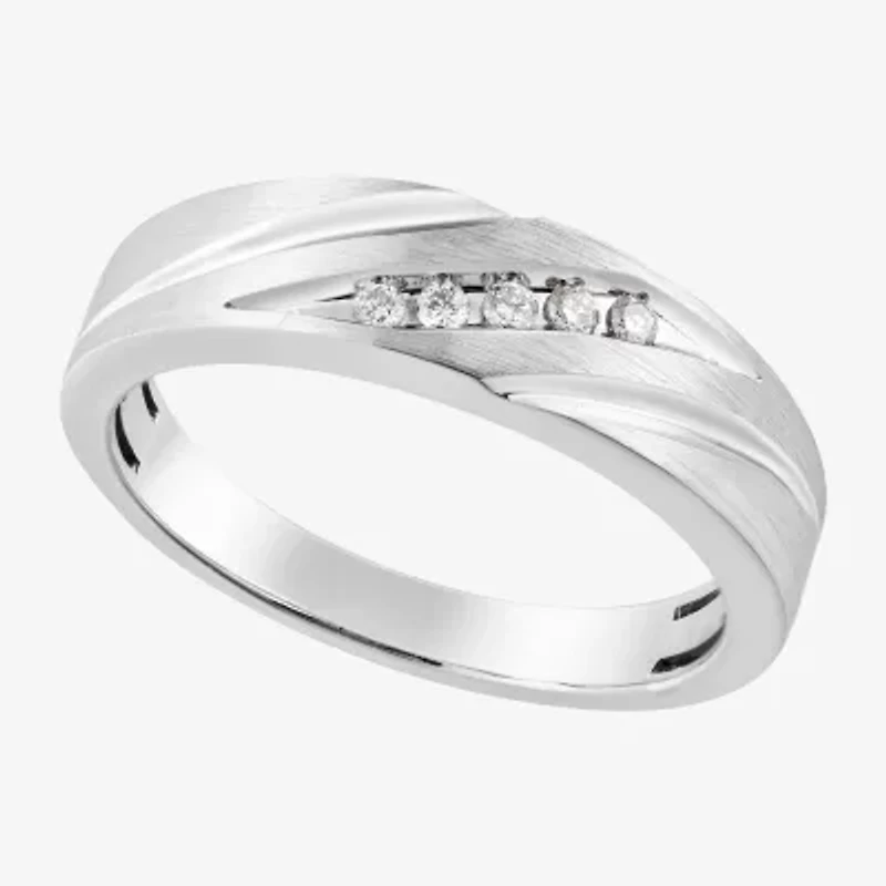 Mens 1/10 CT. T.W. Natural White Diamond 10K Gold Wedding Band