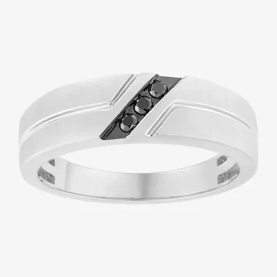 Midnight Black Mens 6.5MM Diamond Accent Natural 10K Gold Wedding Band