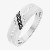 Midnight Black Mens 6.5MM Diamond Accent Natural 10K Gold Wedding Band