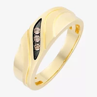 Mens 7MM Diamond Accent Natural Champagne 10K Gold Wedding Band