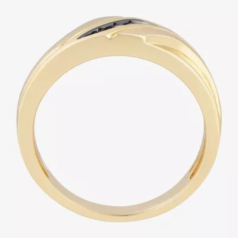 Mens 7MM Diamond Accent Natural Champagne 10K Gold Wedding Band