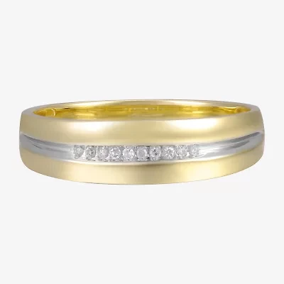 Mens Diamond-Accent 10K Yellow Gold Wedding Band