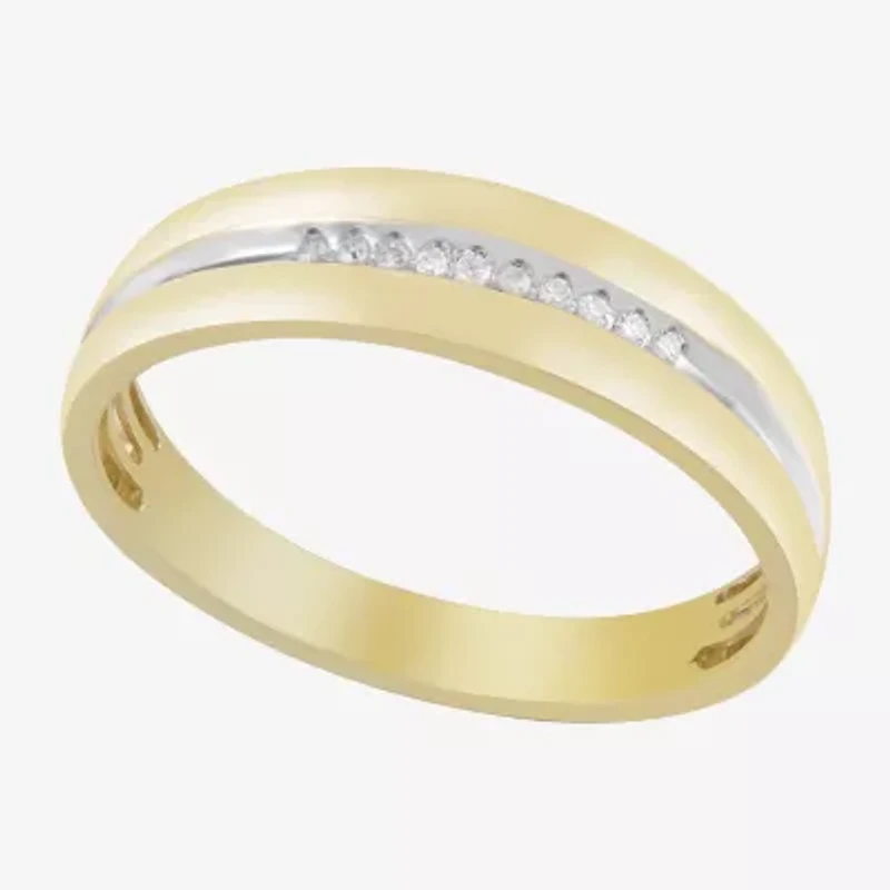 Mens Diamond-Accent 10K Yellow Gold Wedding Band