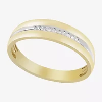 Mens Diamond-Accent 10K Yellow Gold Wedding Band