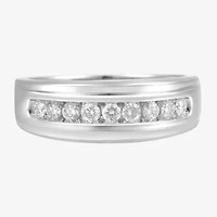 Mens 8MM 1/2 CT. T.W. Natural White Diamond 10K Gold Wedding Band