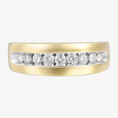 Mens 7.5MM 1/2 CT. T.W. Natural Diamond 14K Gold Wedding Band