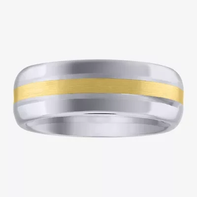 Mens 7MM 10K Gold Tungsten Wedding Band