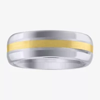 Mens 7MM 10K Gold Tungsten Wedding Band