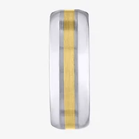 Mens 7MM 10K Gold Tungsten Wedding Band