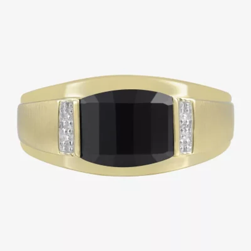 Mens Gemstone & Diamond-Accent 10K Yellow Gold Ring