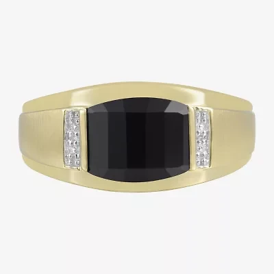 Mens Gemstone & Diamond-Accent 10K Yellow Gold Ring