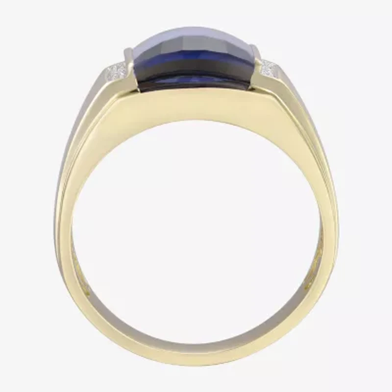 Mens Gemstone & Diamond-Accent 10K Yellow Gold Ring