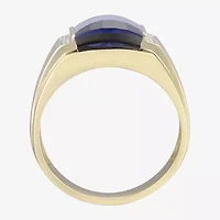 Mens Gemstone & Diamond-Accent 10K Yellow Gold Ring