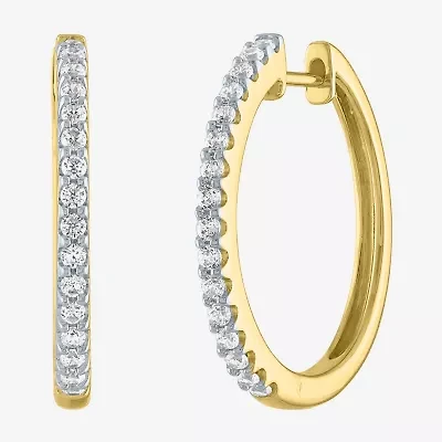 Womens 1/2 CT. T.W. Natural White Diamond Sterling Silver 25mm Hoop Earrings