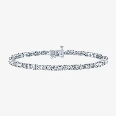 (G-H / Si2-I1) Womens 1 CT. T.W. Lab Grown White Diamond Sterling Silver 7.25 Inch Tennis Bracelet