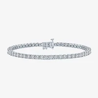 (G-H / Si2-I1) Womens 1 CT. T.W. Lab Grown White Diamond Sterling Silver 7.25 Inch Tennis Bracelet