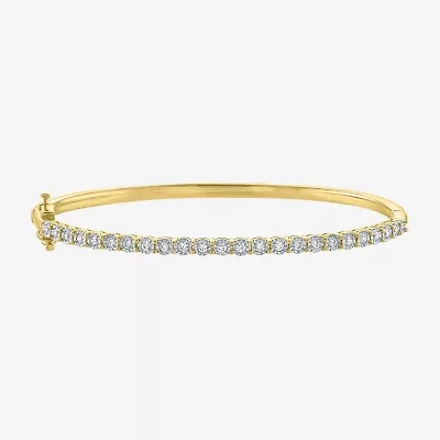 (G-H / SI2-I1) 1/4 CT. T.W. Lab Grown White Diamond Sterling Silver or 14K Gold Over Bangle Bracelet