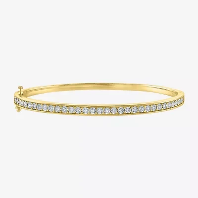 (G-H / SI2-I1) 1/4 CT. T.W. Lab Grown White Diamond Sterling Silver or 14K Gold Over Bangle Bracelet