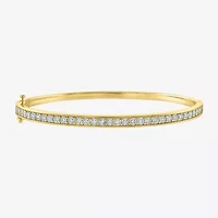 (G-H / SI2-I1) 1/4 CT. T.W. Lab Grown White Diamond Sterling Silver or 14K Gold Over Bangle Bracelet
