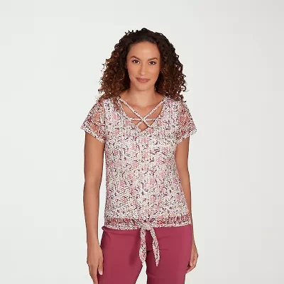 Hearts Of Palm Womens Keyhole Neck Short Sleeve T-Shirt
