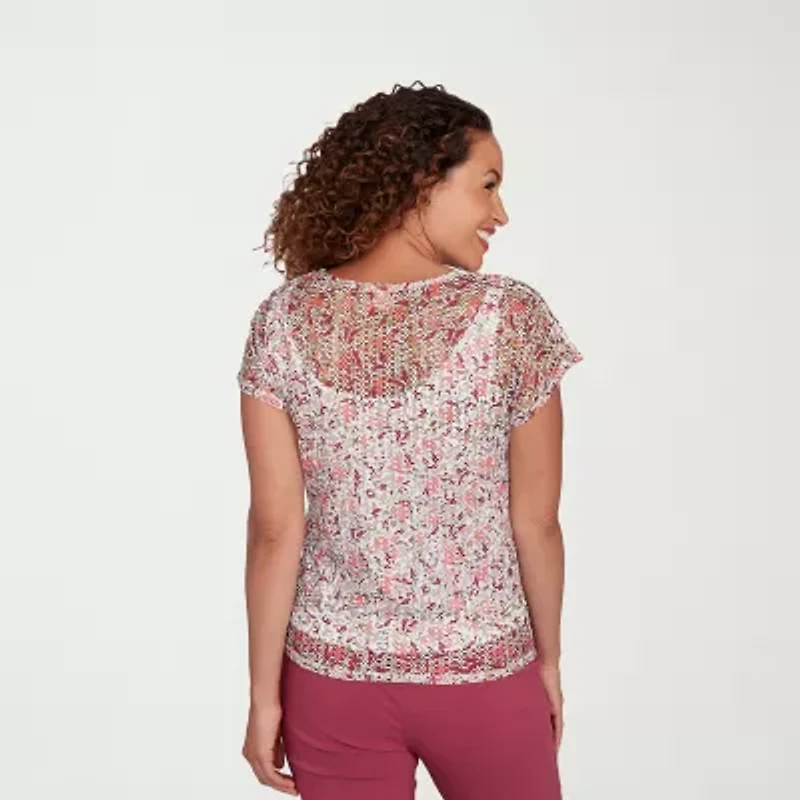 Hearts Of Palm Womens Keyhole Neck Short Sleeve T-Shirt