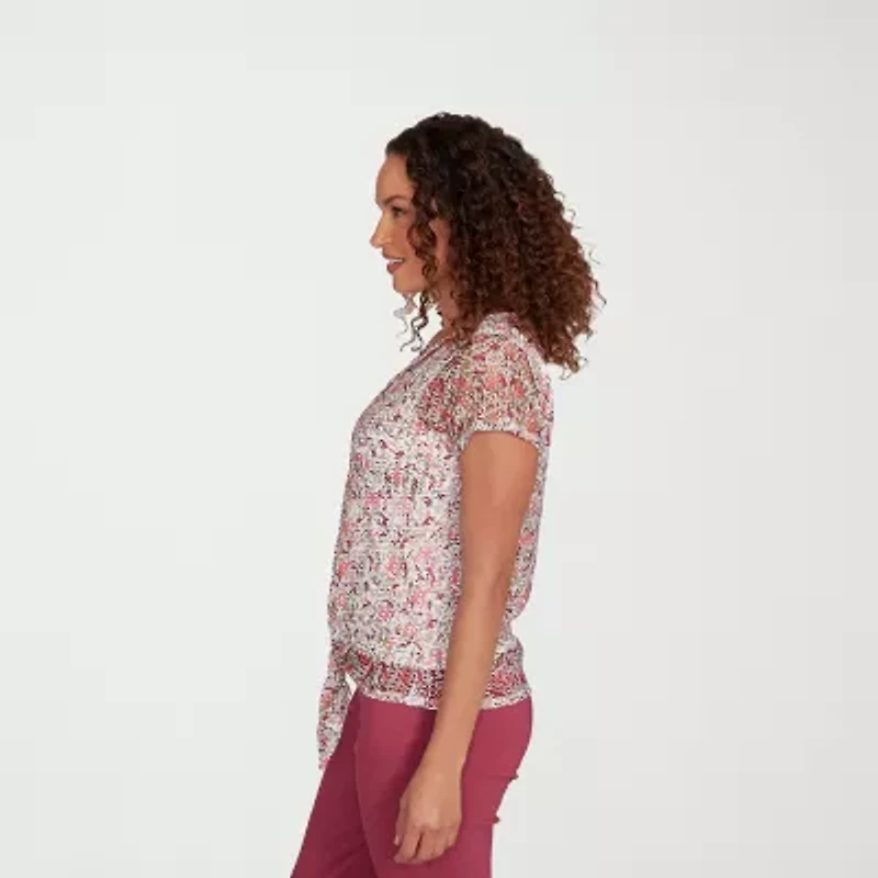 Hearts Of Palm Womens Keyhole Neck Short Sleeve T-Shirt
