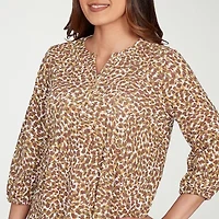 Hearts Of Palm Womens V Neck 3/4 Sleeve Peasant Top