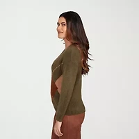Hearts Of Palm Womens V Neck Long Sleeve Argyle Pullover Sweater