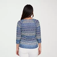 Hearts Of Palm Womens Keyhole Neck 3/4 Sleeve T-Shirt