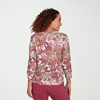 Hearts Of Palm Womens Round Neck 3/4 Sleeve T-Shirt