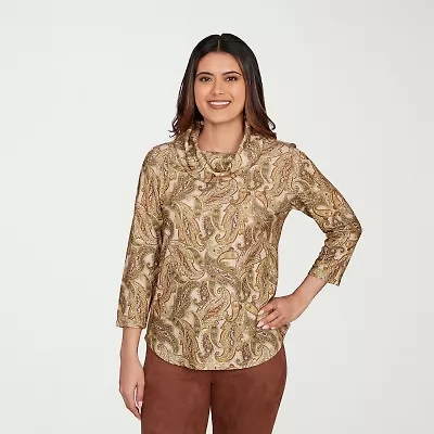 Hearts Of Palm Womens Cowl Neck 3/4 Sleeve Tunic Top