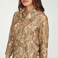 Hearts Of Palm Womens Cowl Neck 3/4 Sleeve Tunic Top