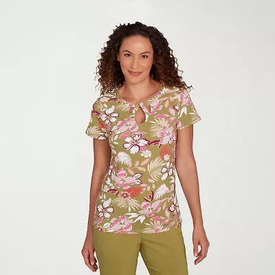 Hearts Of Palm Womens Keyhole Neck Short Sleeve T-Shirt