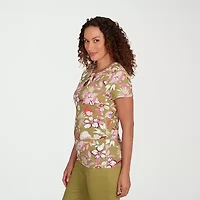 Hearts Of Palm Womens Keyhole Neck Short Sleeve T-Shirt