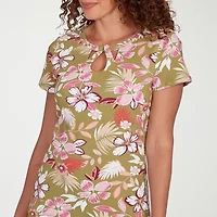 Hearts Of Palm Womens Keyhole Neck Short Sleeve T-Shirt