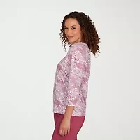 Hearts Of Palm Womens Keyhole Neck 3/4 Sleeve T-Shirt