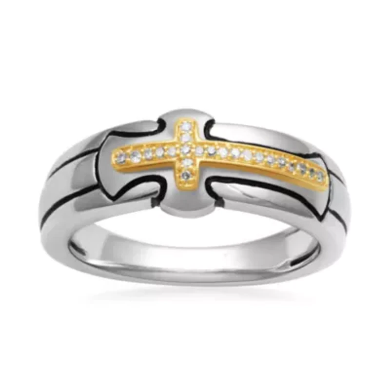 Mens 1/10 CT. T.W. Diamond Sterling Silver Wedding Band