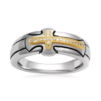Mens 1/10 CT. T.W. Diamond Sterling Silver Wedding Band