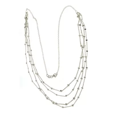 Sterling Silver 4-Row Beaded Chain Necklace 