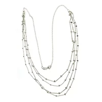 Sterling Silver 4-Row Beaded Chain Necklace 