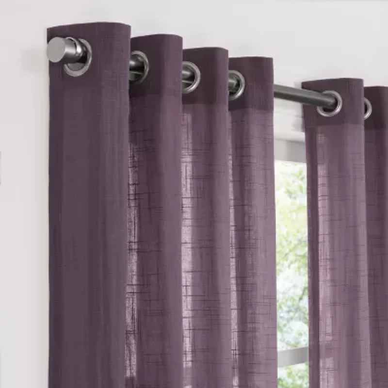Fieldcrest Arden Solid Cotton Grommet Top Sheer Single Curtain Panel