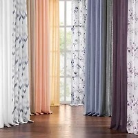 Fieldcrest Arden Watercolor Bouquet Cotton Grommet Top Sheer Single Curtain Panel