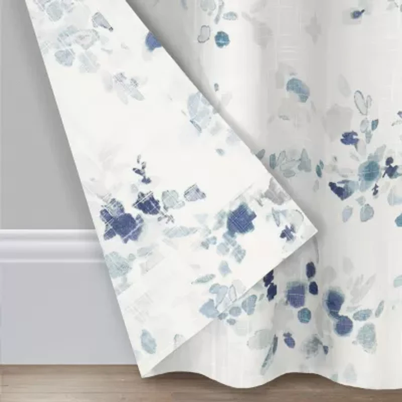 Fieldcrest Arden Watercolor Bouquet Cotton Grommet Top Sheer Single Curtain Panel