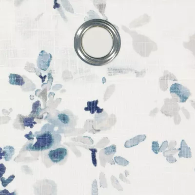 Fieldcrest Arden Watercolor Bouquet Cotton Grommet Top Sheer Single Curtain Panel