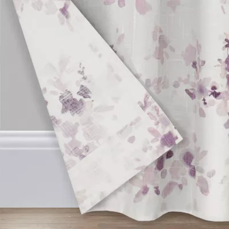 Fieldcrest Arden Watercolor Bouquet Cotton Grommet Top Sheer Single Curtain Panel
