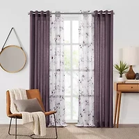 Fieldcrest Arden Watercolor Bouquet Cotton Grommet Top Sheer Single Curtain Panel