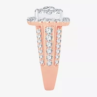 (I / Si1-Si2) Womens 3 CT. T.W. Lab Grown White Diamond 10K Gold Cushion Side Stone Engagement Ring