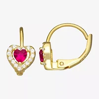 Girls 1/2 CT. Red Cubic Zirconia 14K Gold Over Silver 7mm Hoop Earrings