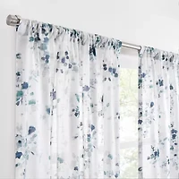 Fieldcrest Arden Watercolor Bouquet Cotton Rod Pocket Sheer Single Curtain Panel